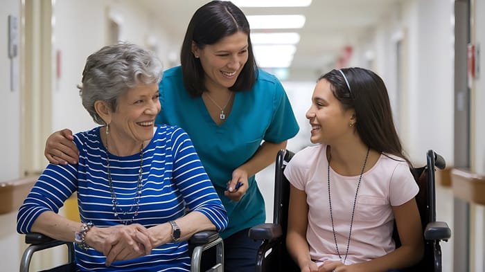 Apoyo emocional para pacientes mayores en hospital